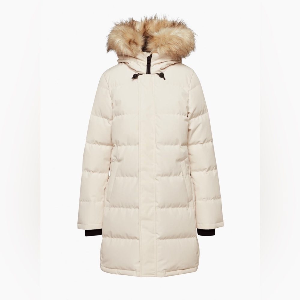 Aritzia Tna The Powder Parka Mid Length Coat Matte Pearl/White Goose Down SMALL